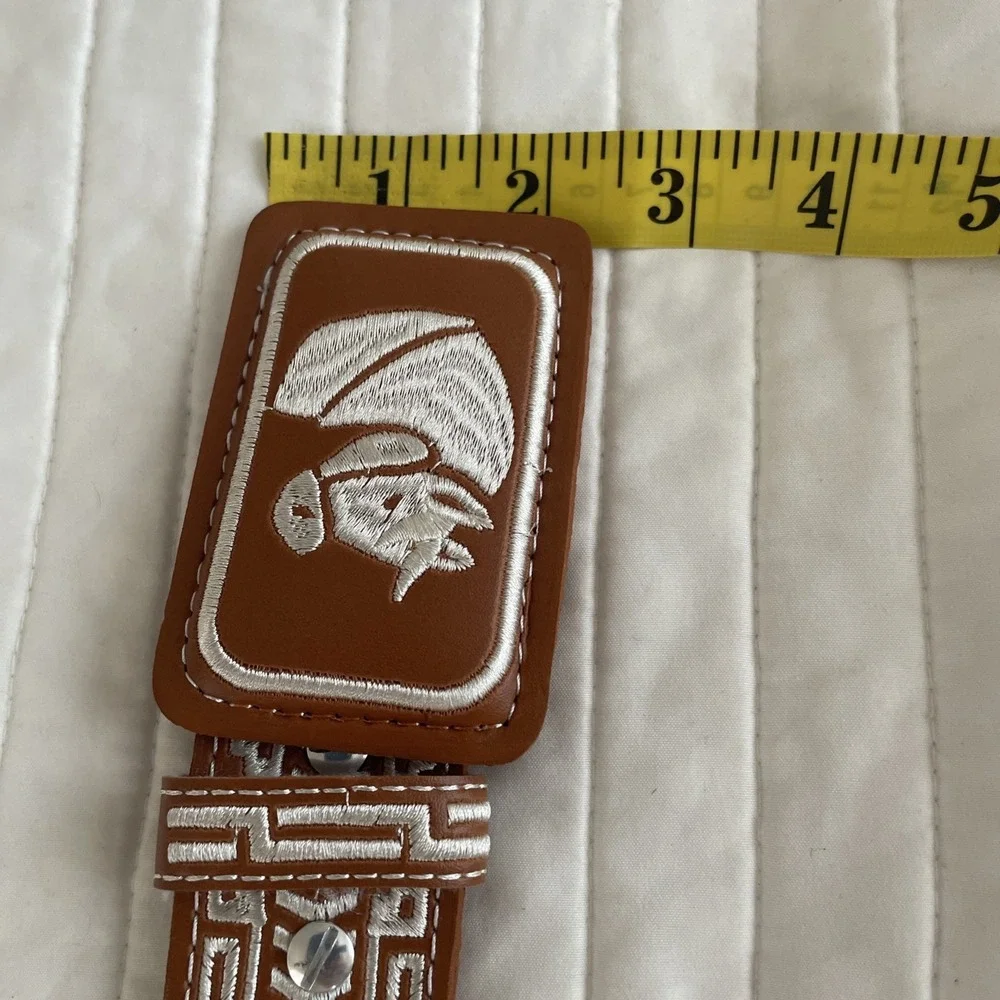 Men's New Leather Embroidered Cowboy Belt Western Cowboy Belt, Or Womens Size 42
